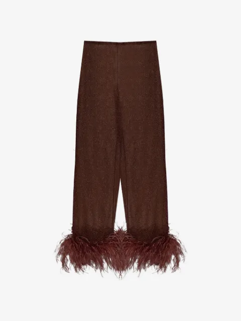 Oséree plumage feather-trim trousers