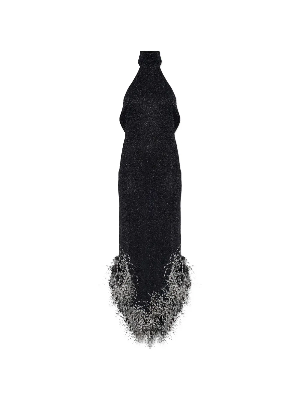 Oséree feather halterneck dress - Schwarz