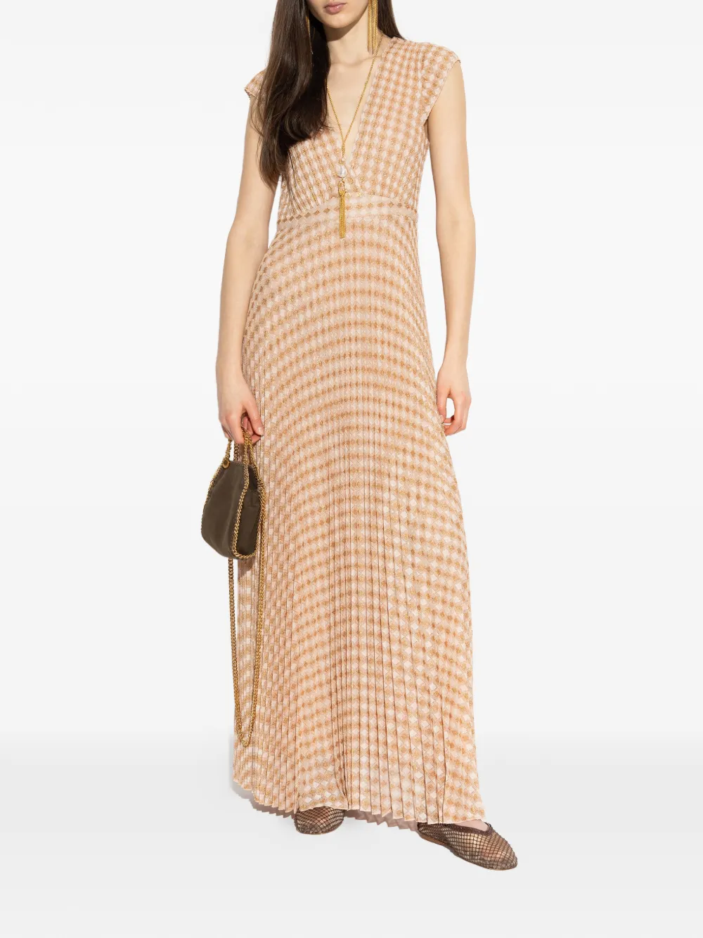 Forte Forte V-neck patterned dress - Beige