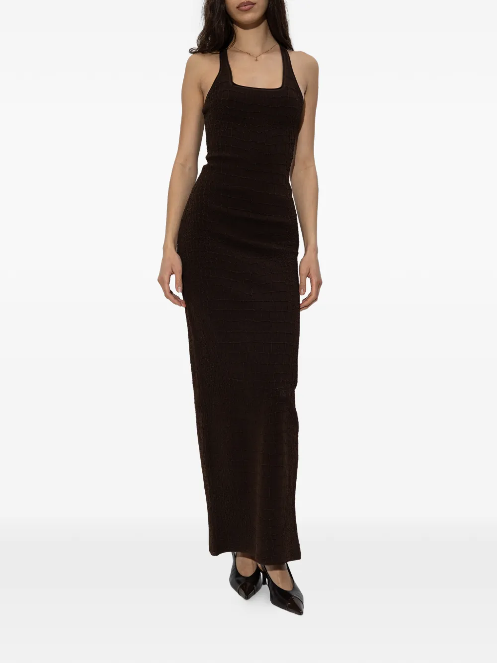 Jacquemus Scala square-neck split dress - Bruin