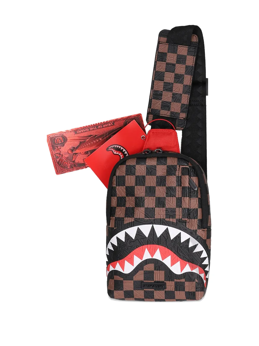 Sprayground Check 2 Shark Shoulder Bag | Brown | FARFETCH ZA