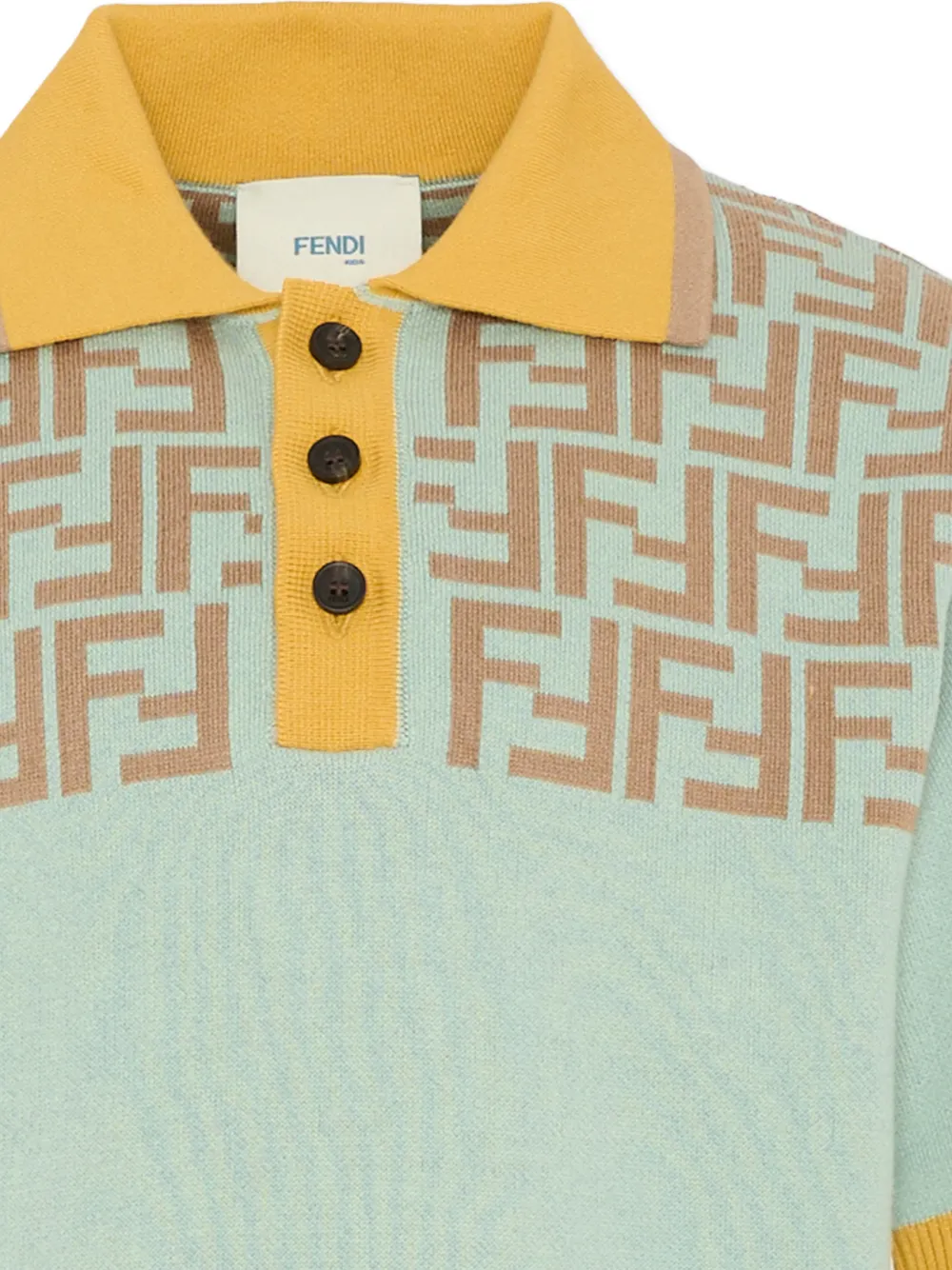  Fendi Kids Logo-patterned Short-sleeves Polo Shirt - Green 