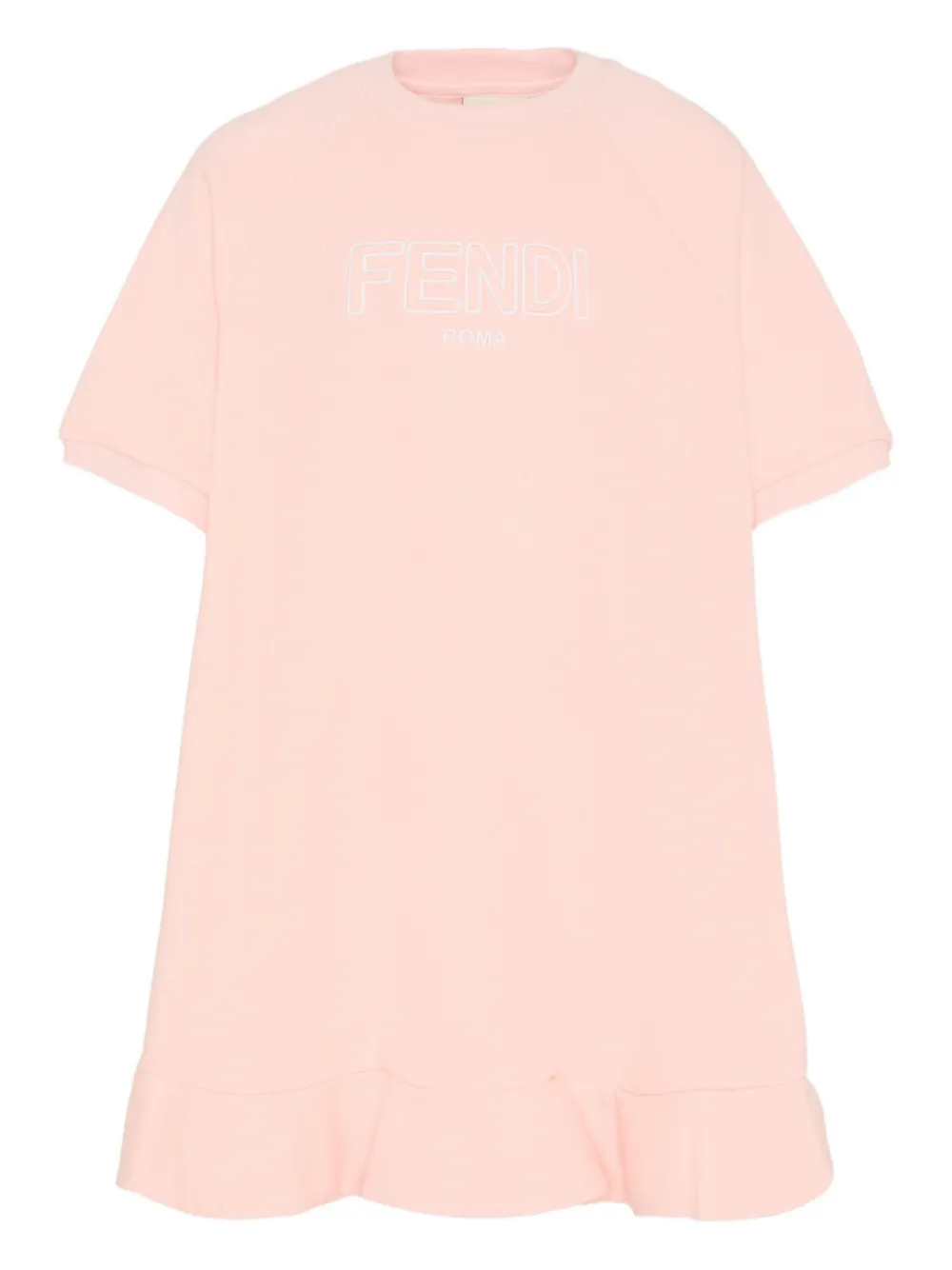 Fendi Kids ruffled short-sleeves dress - Rosa