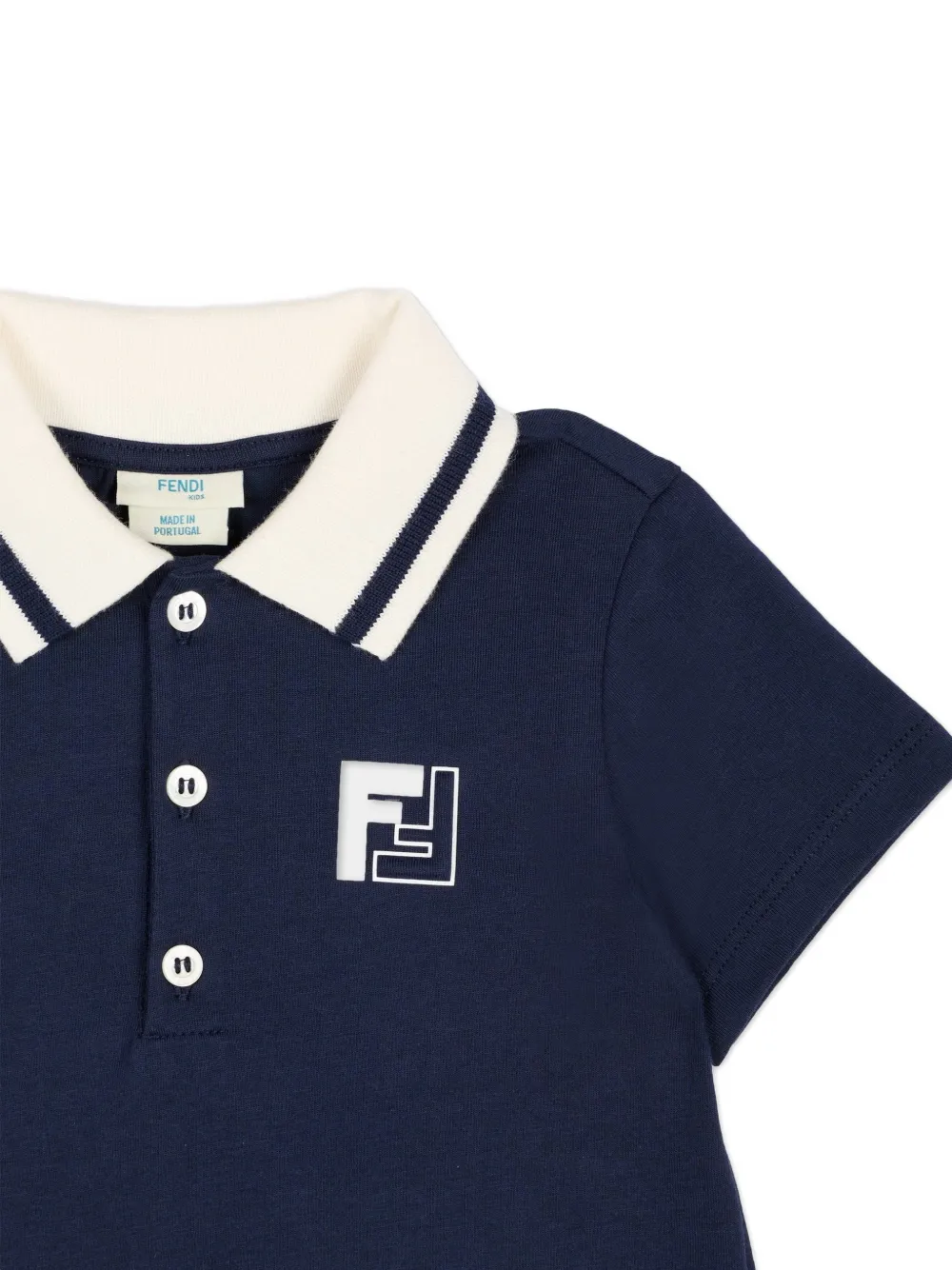 Fendi Kids Poloshirt met logodetail Blauw