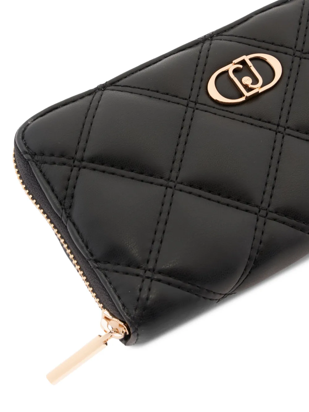  Liu Jo Monogram-plaque Quilted Wallet - Black 