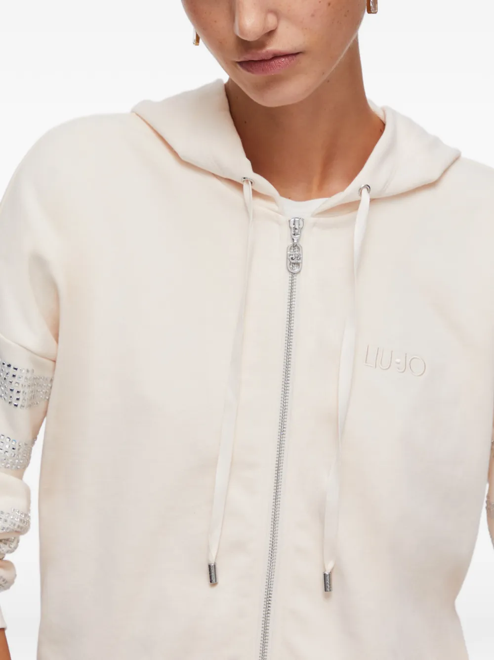 LIU JO Hoodie met rits en studs Beige