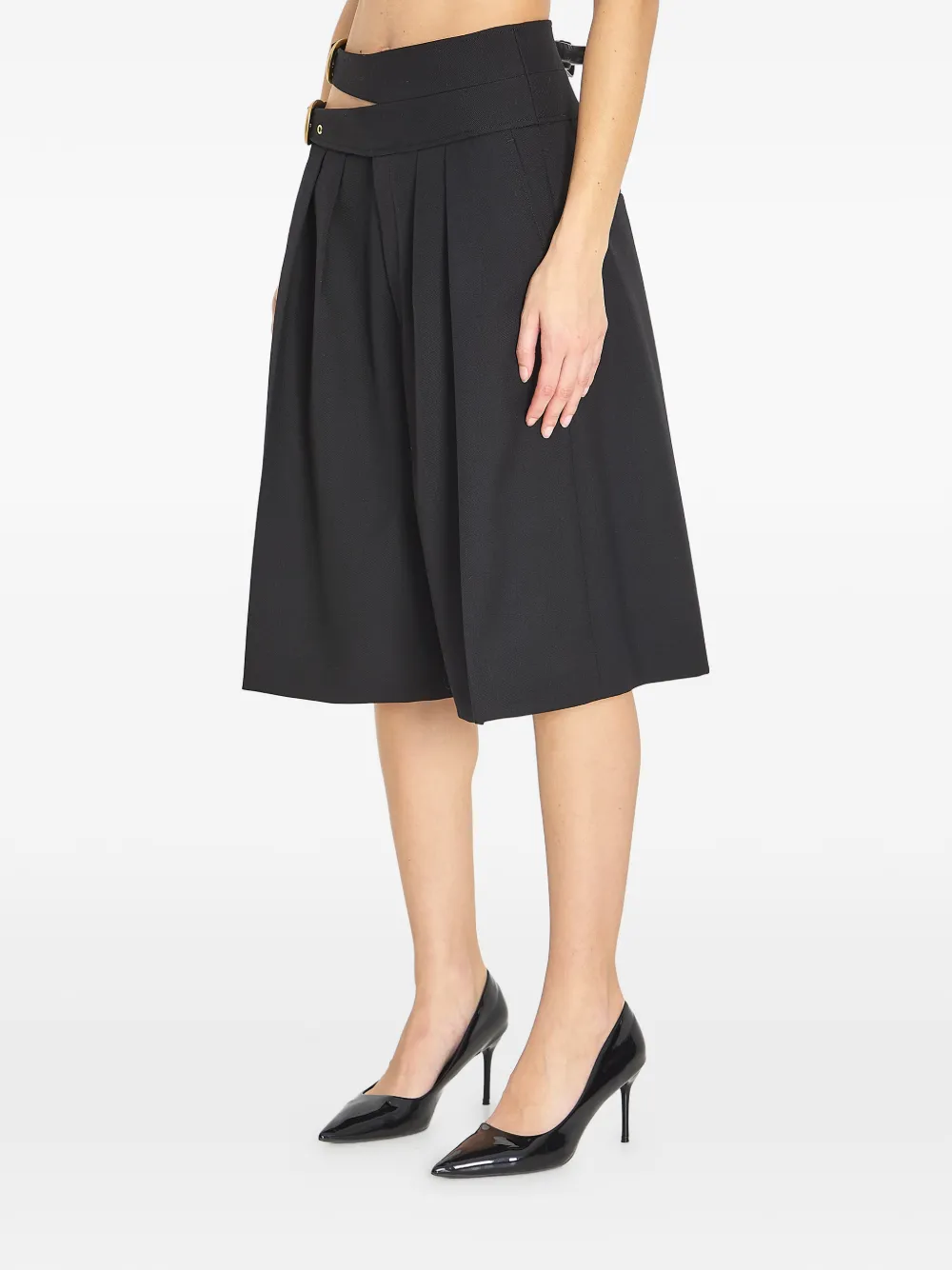  Chloé Pantalones Cortos Con Cinturón Doble - Negro 