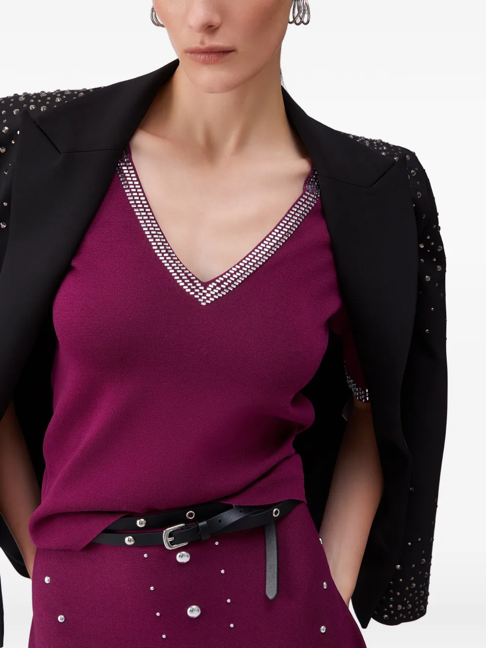 LIU JO Gebreid T-shirt met edelstenen Paars