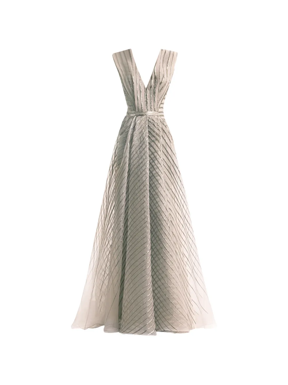 Gemy Maalouf Devoré V-neck striped maxi dress - Verde