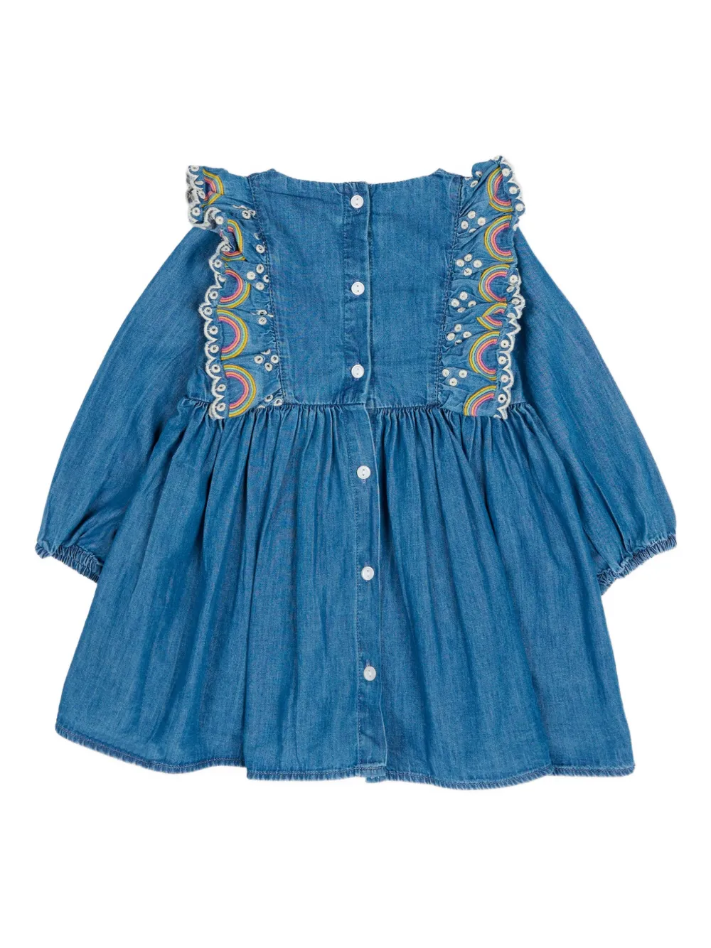 Molo rainbow-details ruffled dress - Blauw