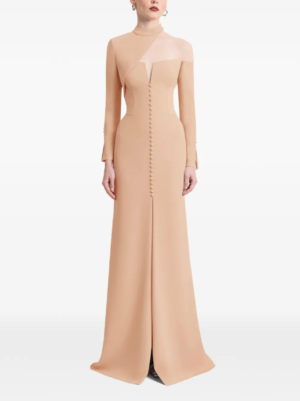 Gemy Maalouf Maxi-jurk met knopen Beige