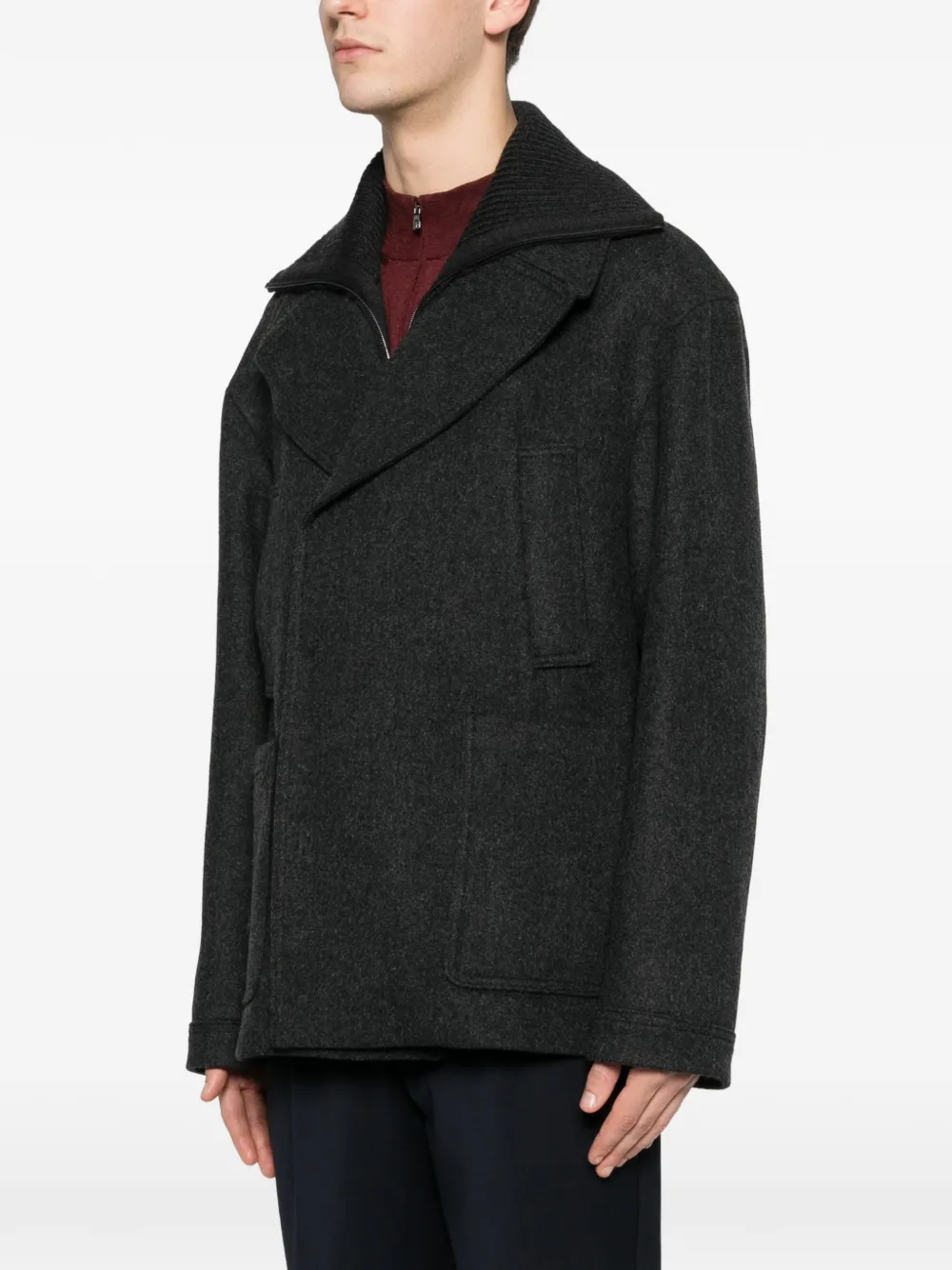  Corneliani Abrigo Con Doble Botonadura - Gris 