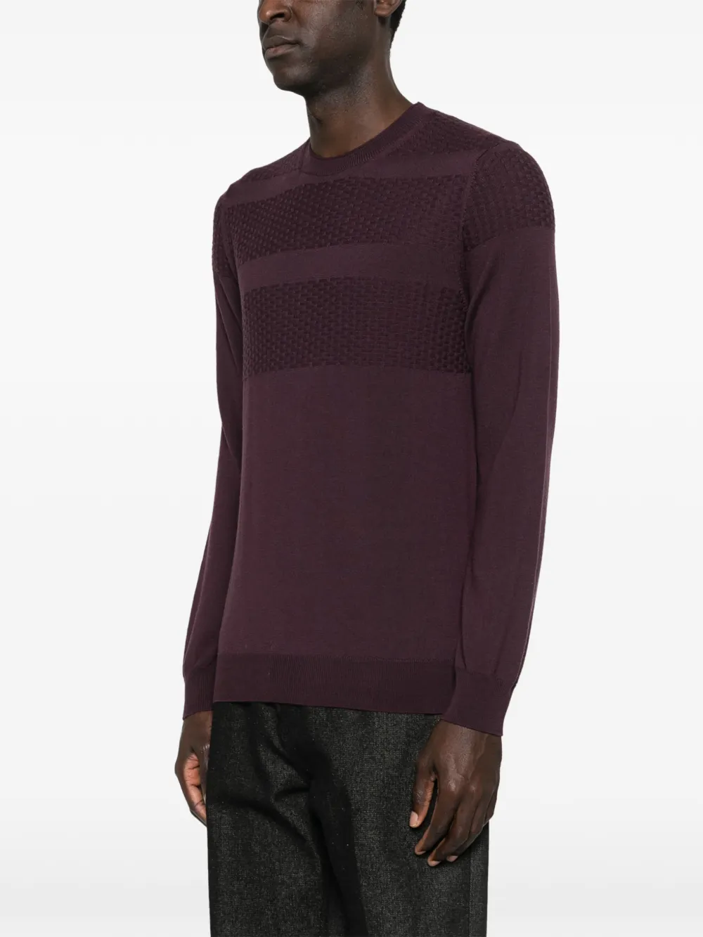  Corneliani Pull à Design Texturé - Violet 