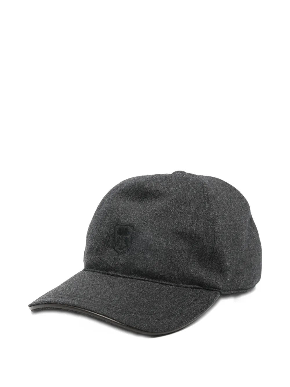 Corneliani Melange Dark Grey Emblem Cap In Black