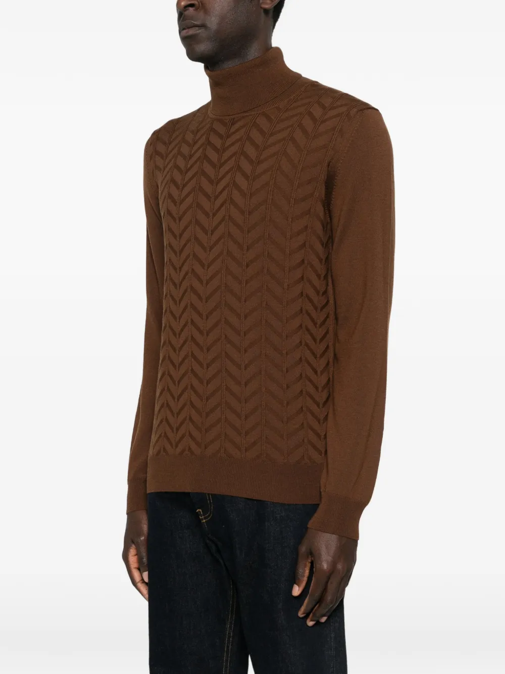  Corneliani Pull à Col Roulé - Marron 