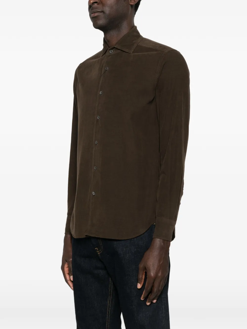 Corneliani buttoned corduroy shirt - Bruin