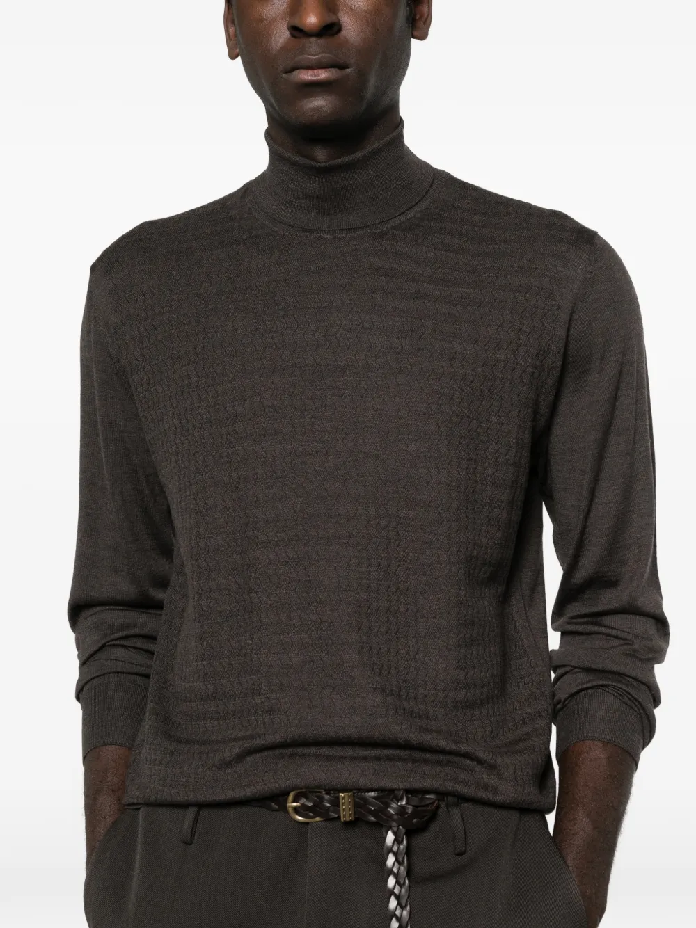 Corneliani roll-neck patterned sweater - Bruin