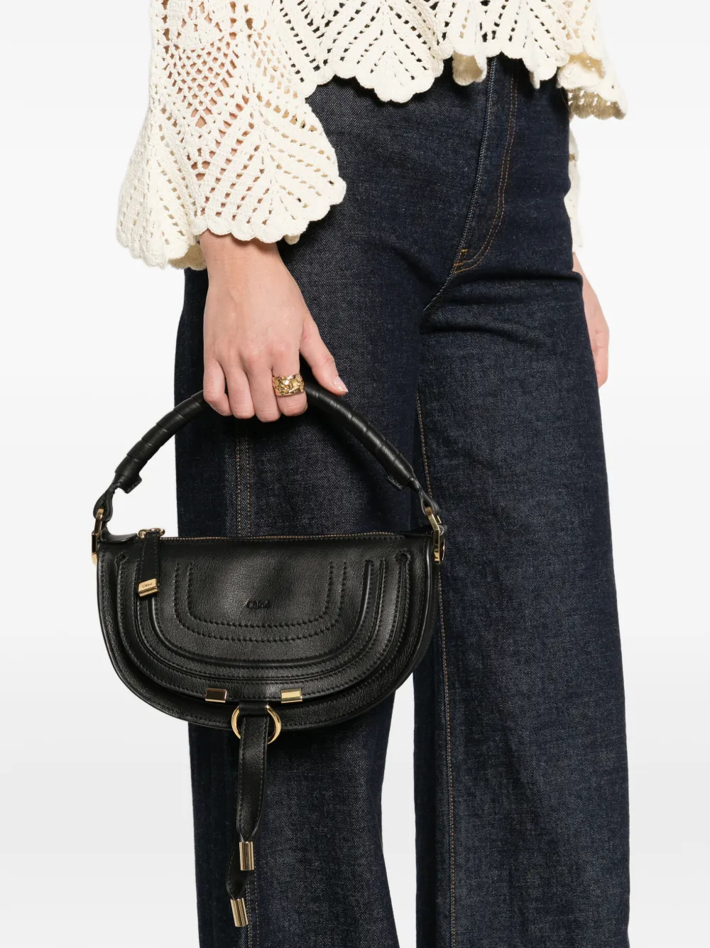 Chlo&eacute; Marcie top-handle shoulder bag - Zwart