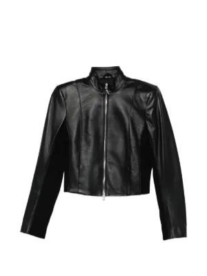 Patrizia Pepe zip-up Leather Jacket | Black | FARFETCH JO