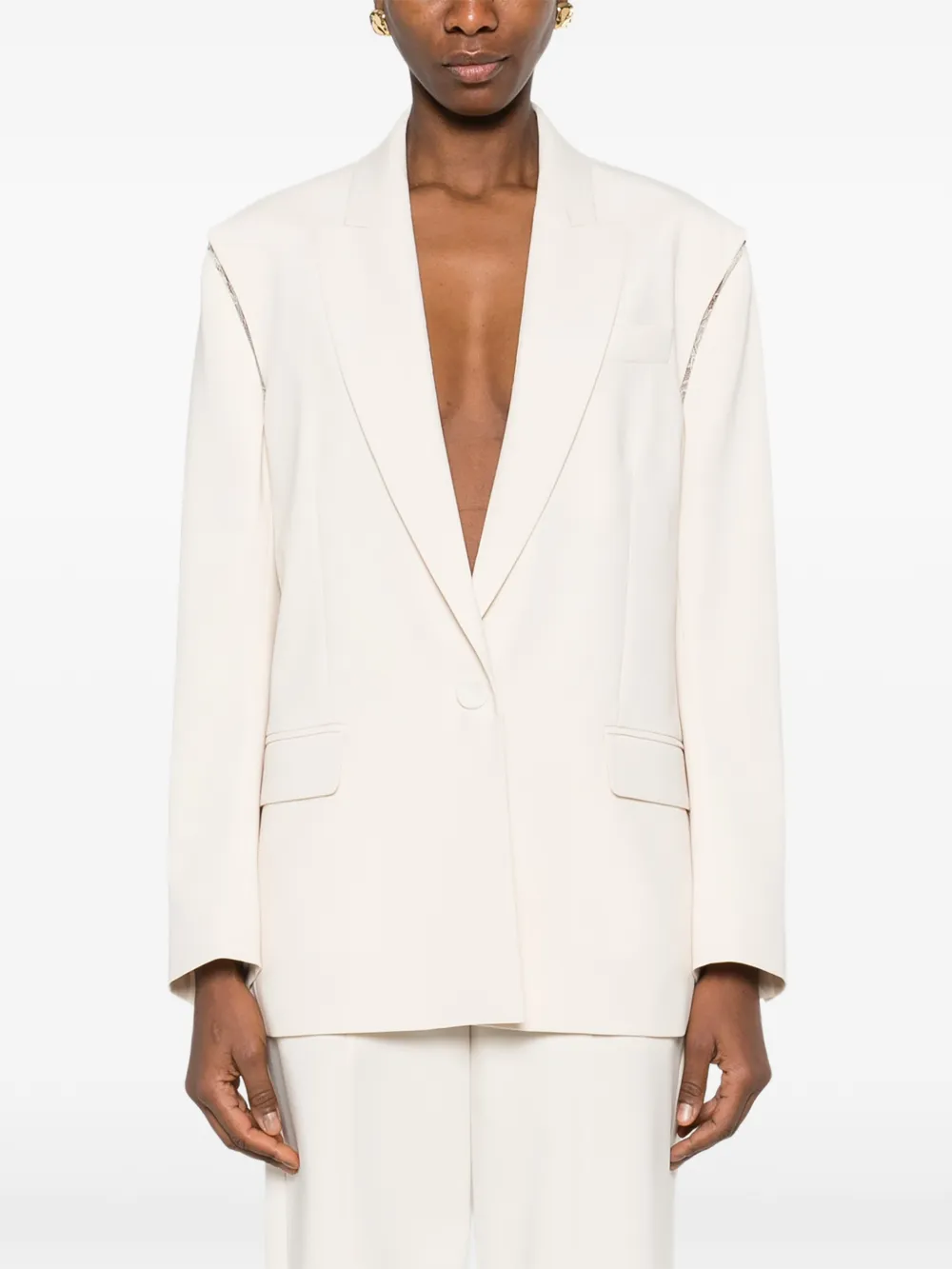  Patrizia Pepe Oversized Lace-back Blazer - Neutrals 