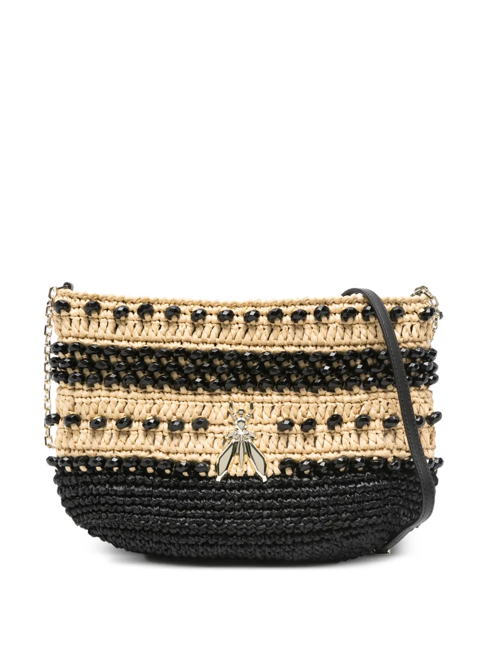 Patrizia Pepe beaded raffia shoulder bag - Toni neutri