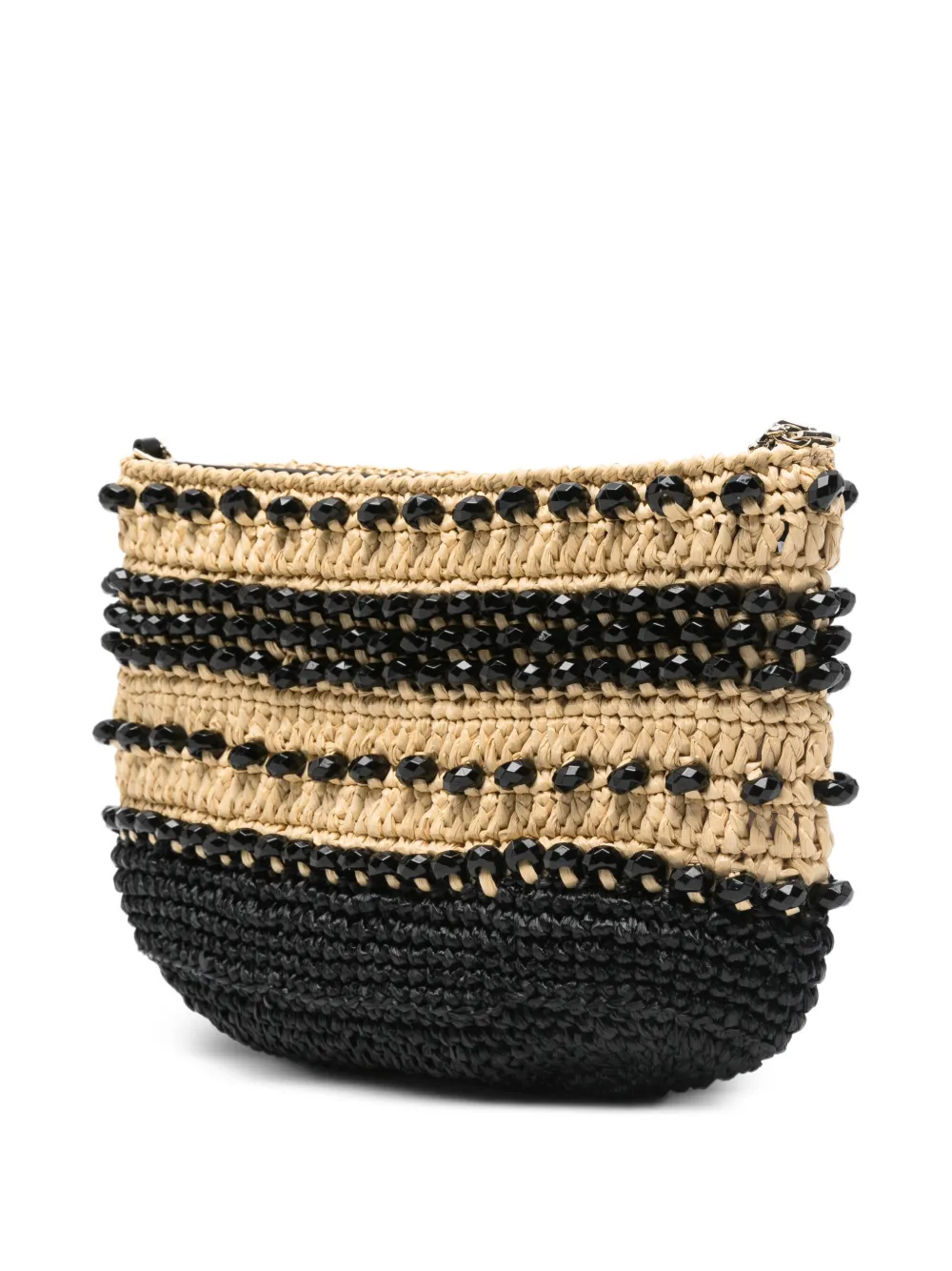  Patrizia Pepe Beaded Raffia Shoulder Bag - Neutrals 