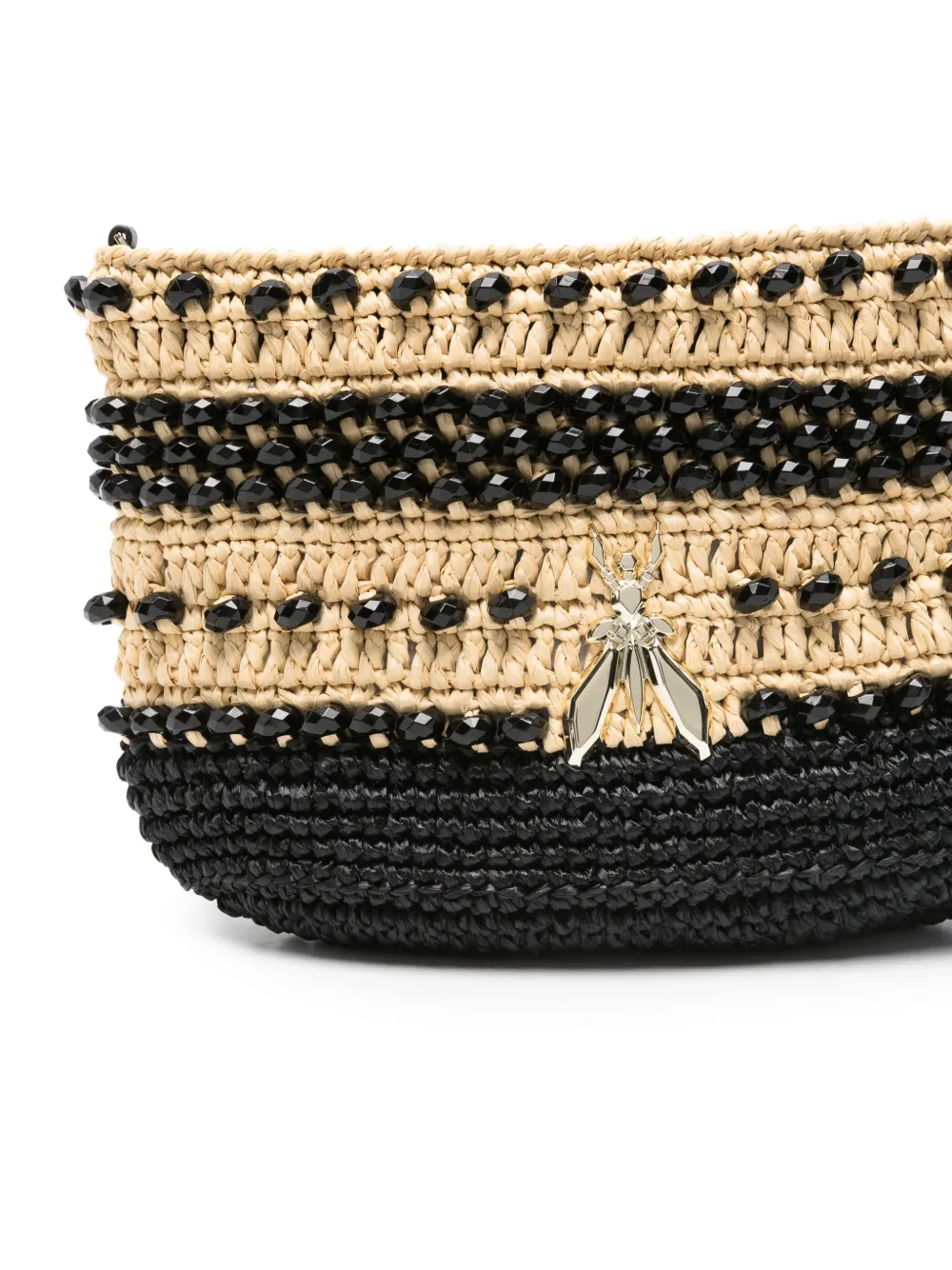  Patrizia Pepe Beaded Raffia Shoulder Bag - Neutrals 