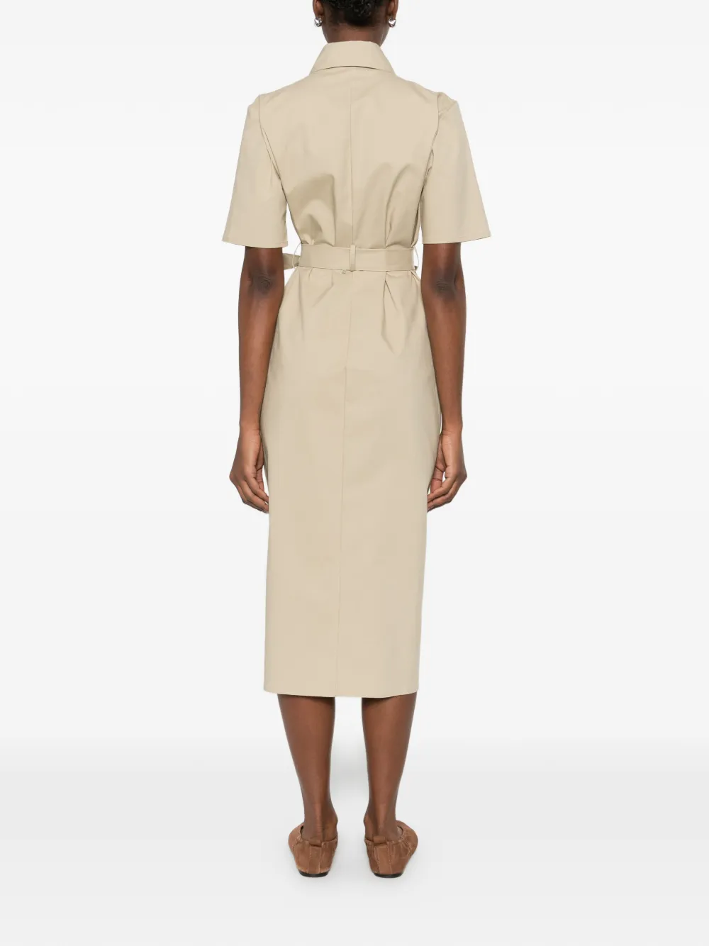 Patrizia Pepe Midi-jurk met ceintuur Beige