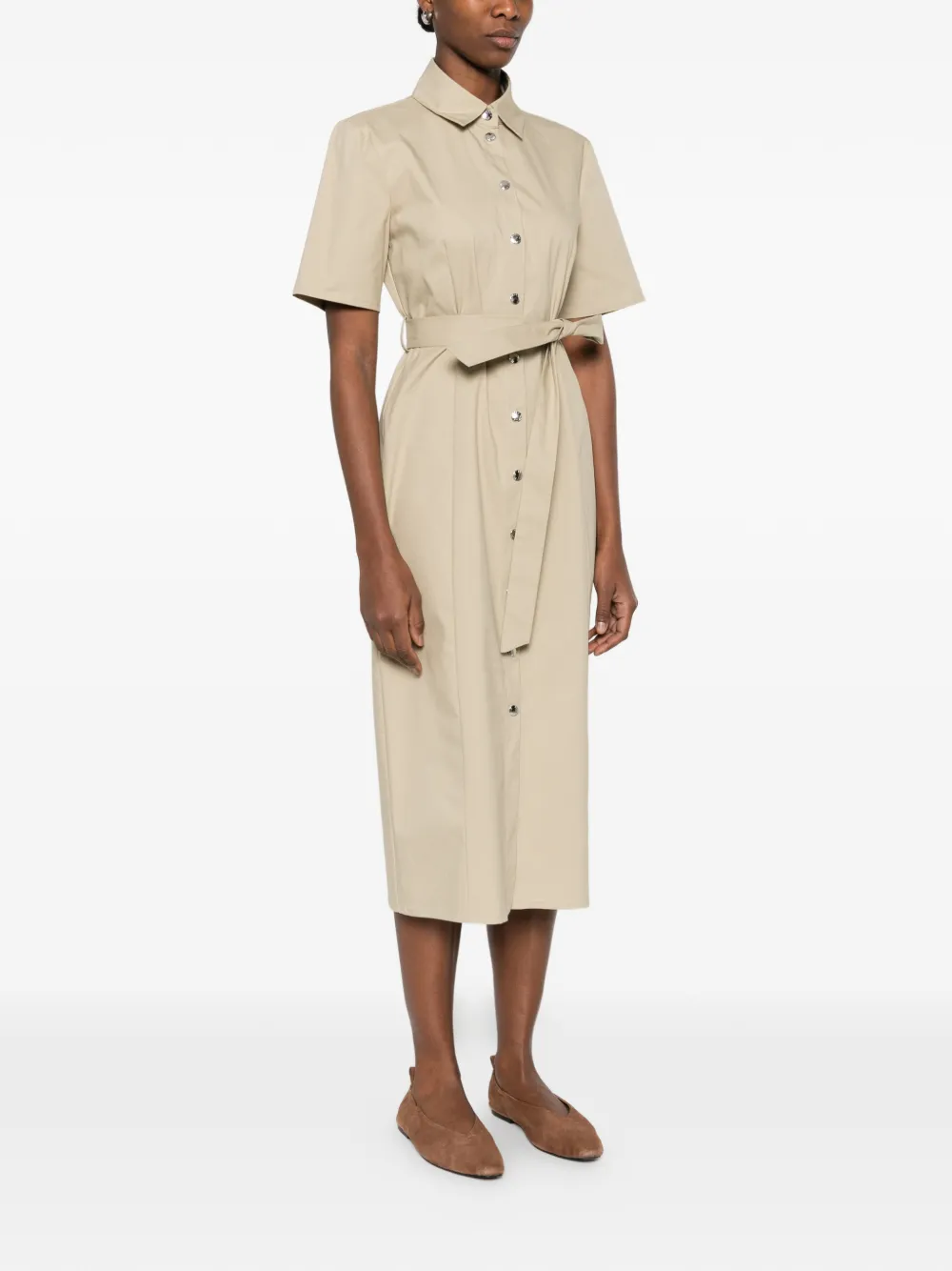 Patrizia Pepe Midi-jurk met ceintuur Beige
