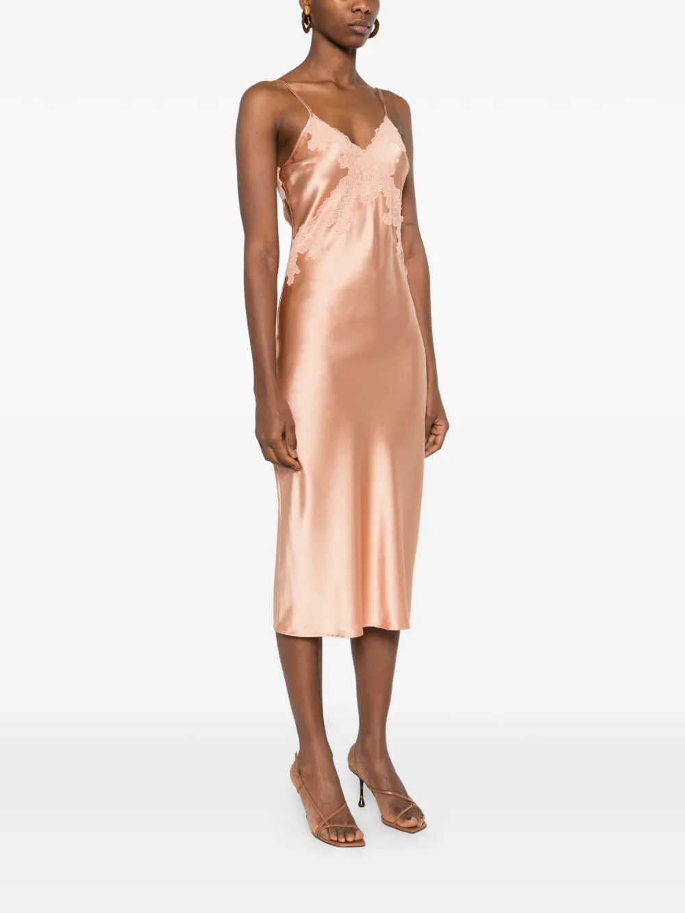 Lace Satin Midi Dress