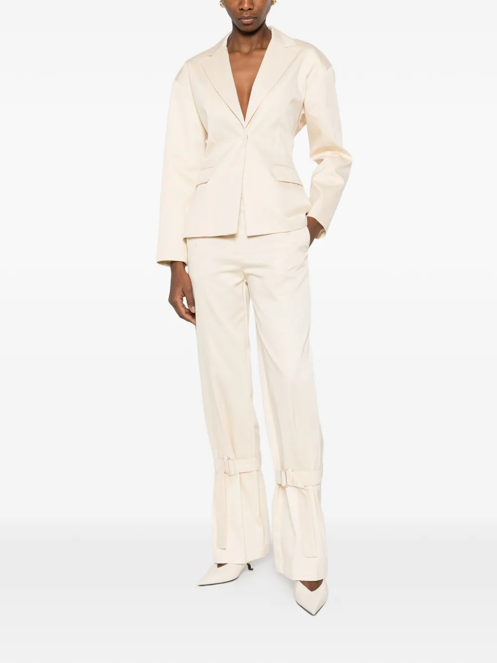  Patrizia Pepe Strap Cotton Trousers - Neutrals 
