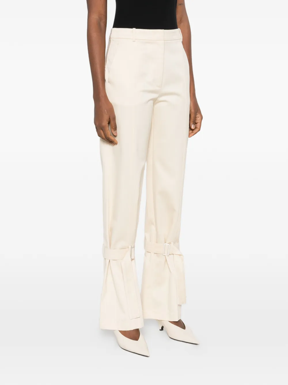  Patrizia Pepe Strap Cotton Trousers - Neutrals 