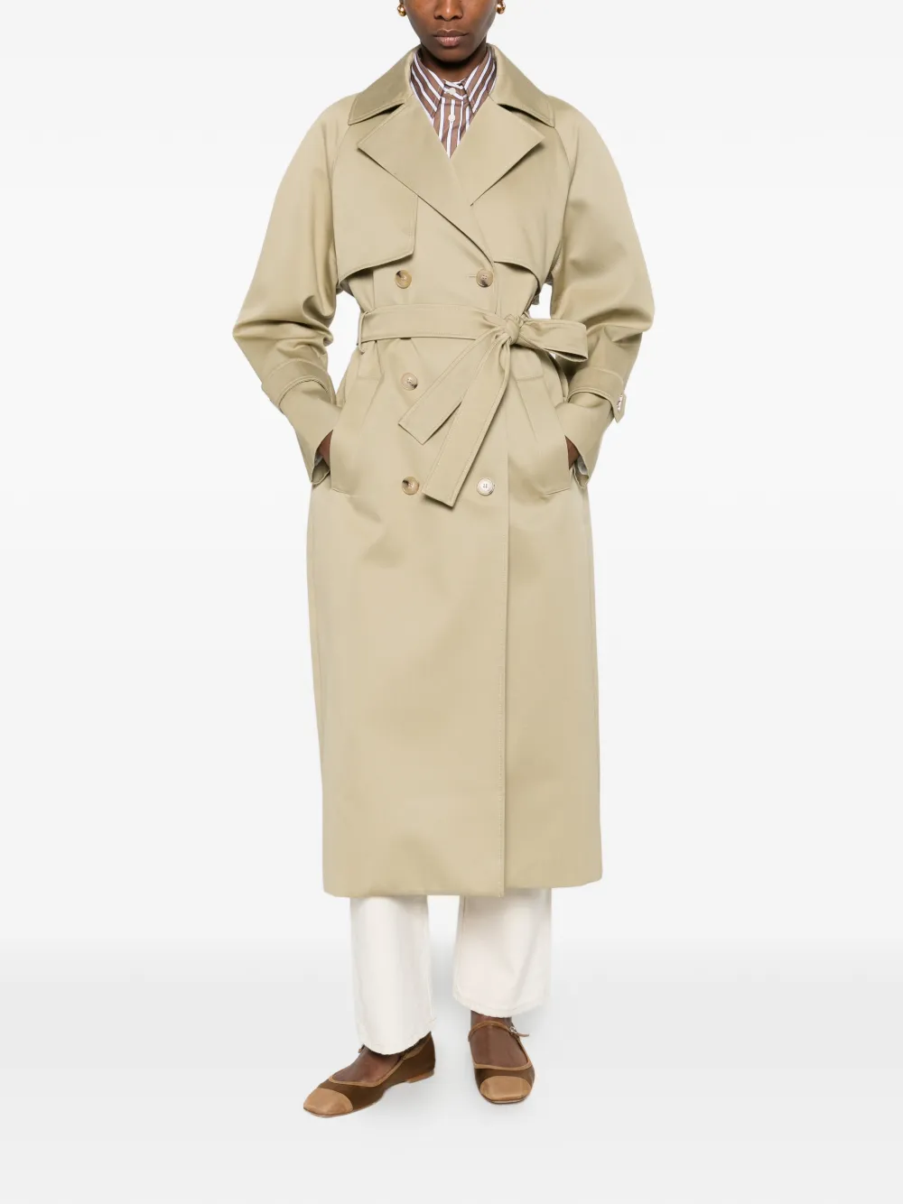 Patrizia Pepe Trenchcoat met verborgen sluiting Beige
