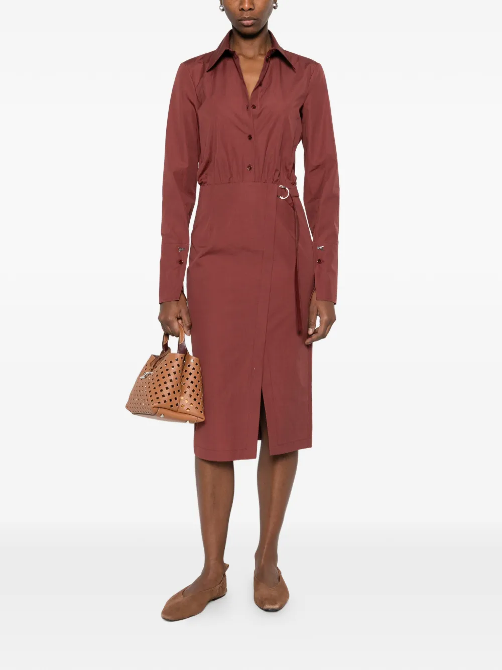 Patrizia Pepe Blousejurk met ceintuur Bruin
