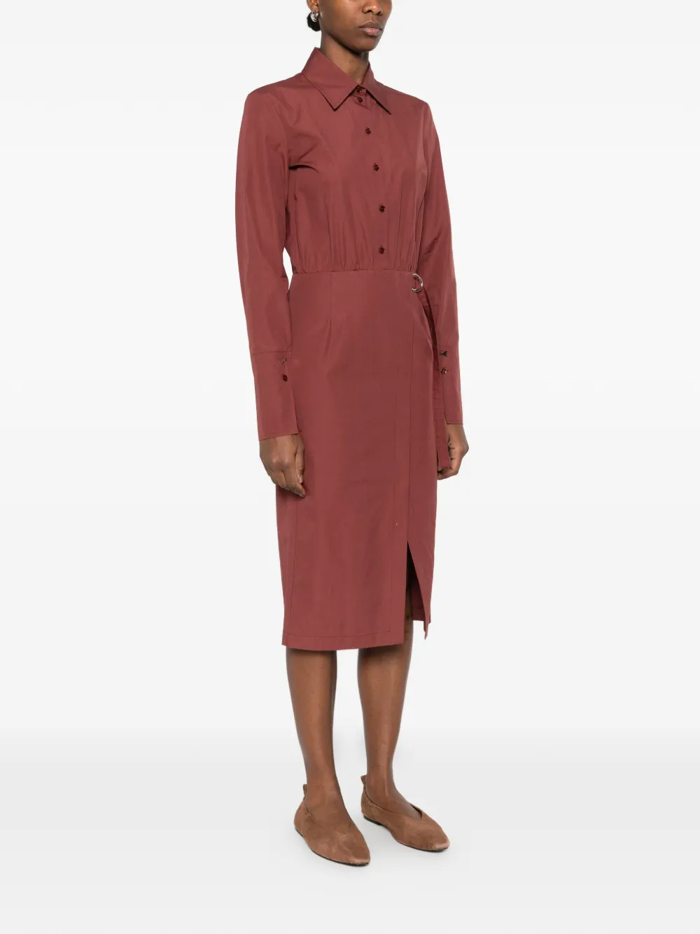 Patrizia Pepe Blousejurk met ceintuur Bruin