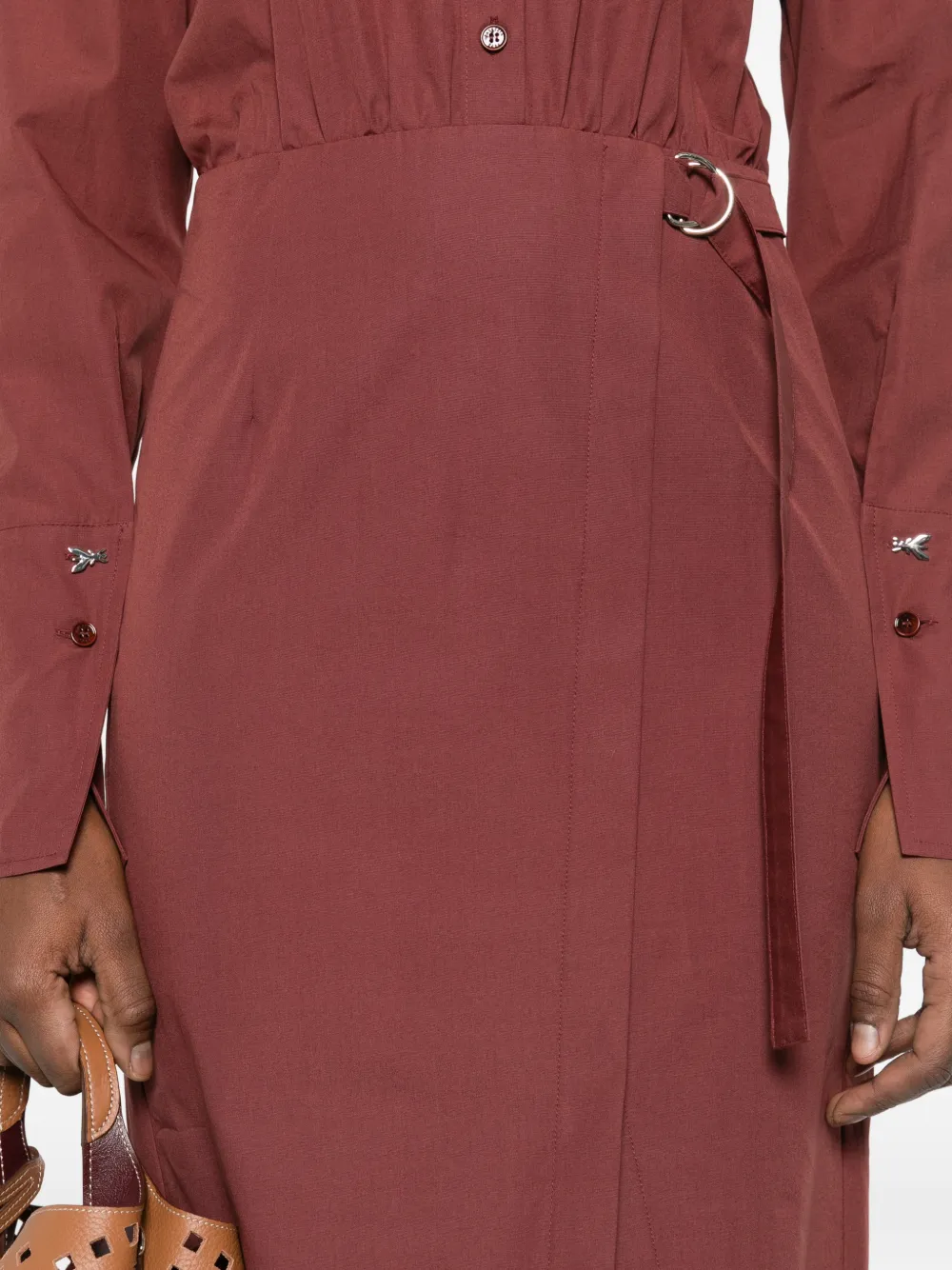 Patrizia Pepe Blousejurk met ceintuur Bruin