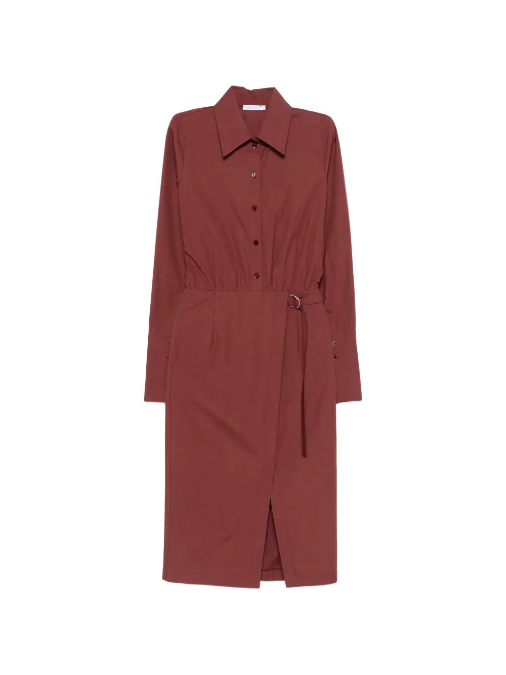 Patrizia Pepe button belt midi shirt dress - Marrone