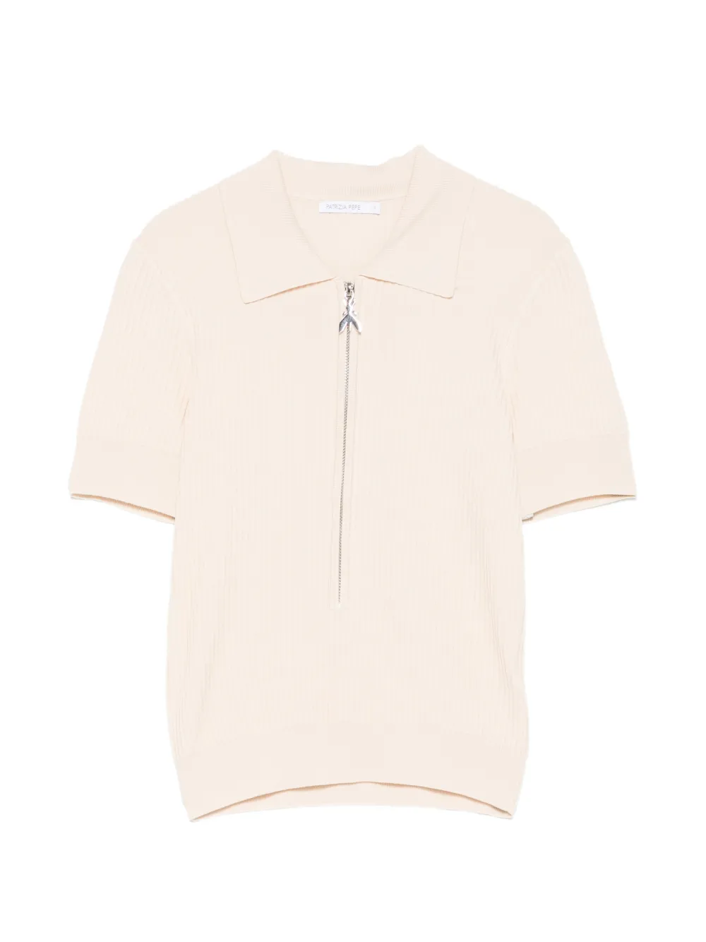 Patrizia Pepe ribbed zip-up polo shirt - Nude