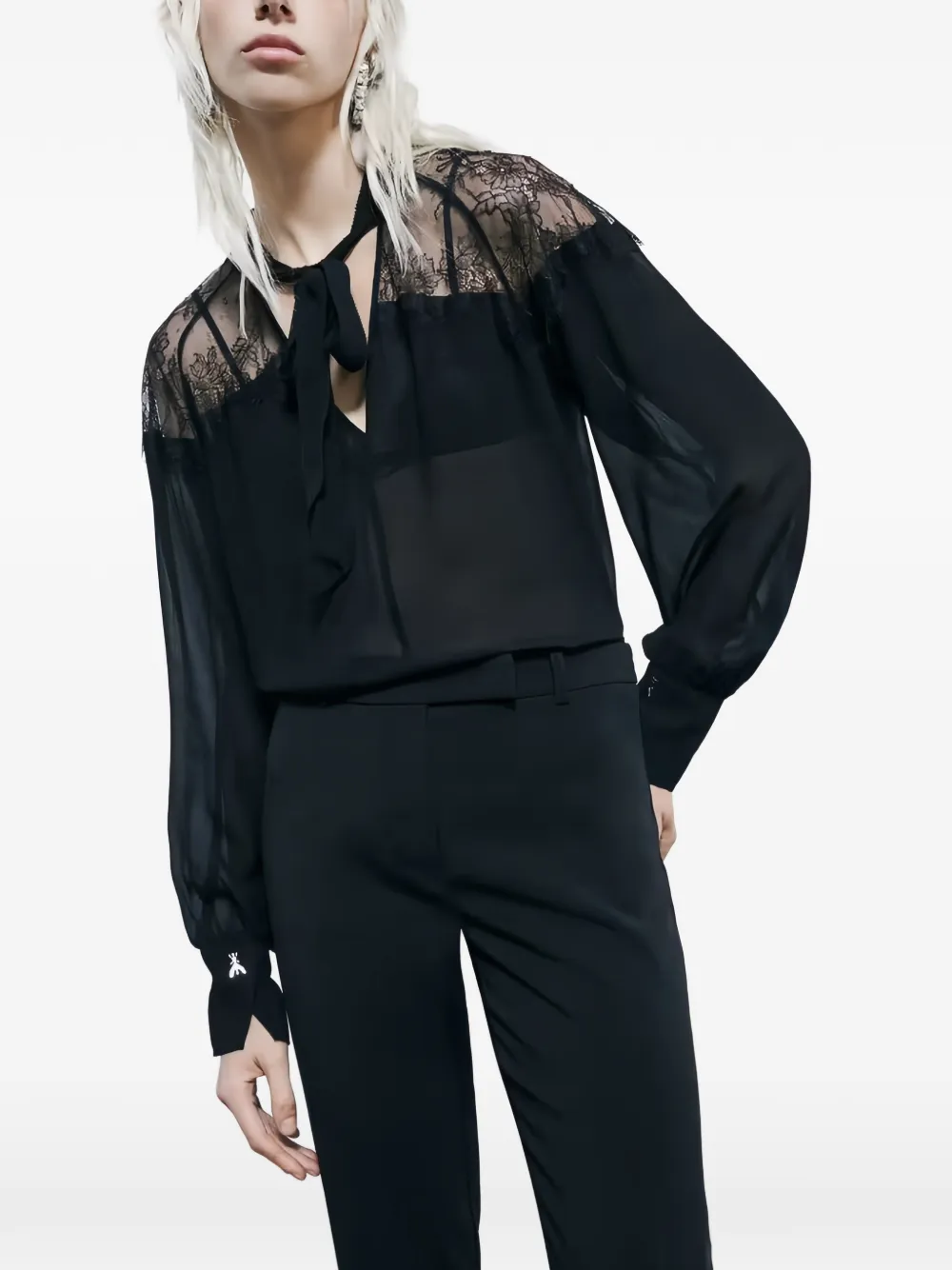 Patrizia Pepe Shirt met kanten detail Zwart