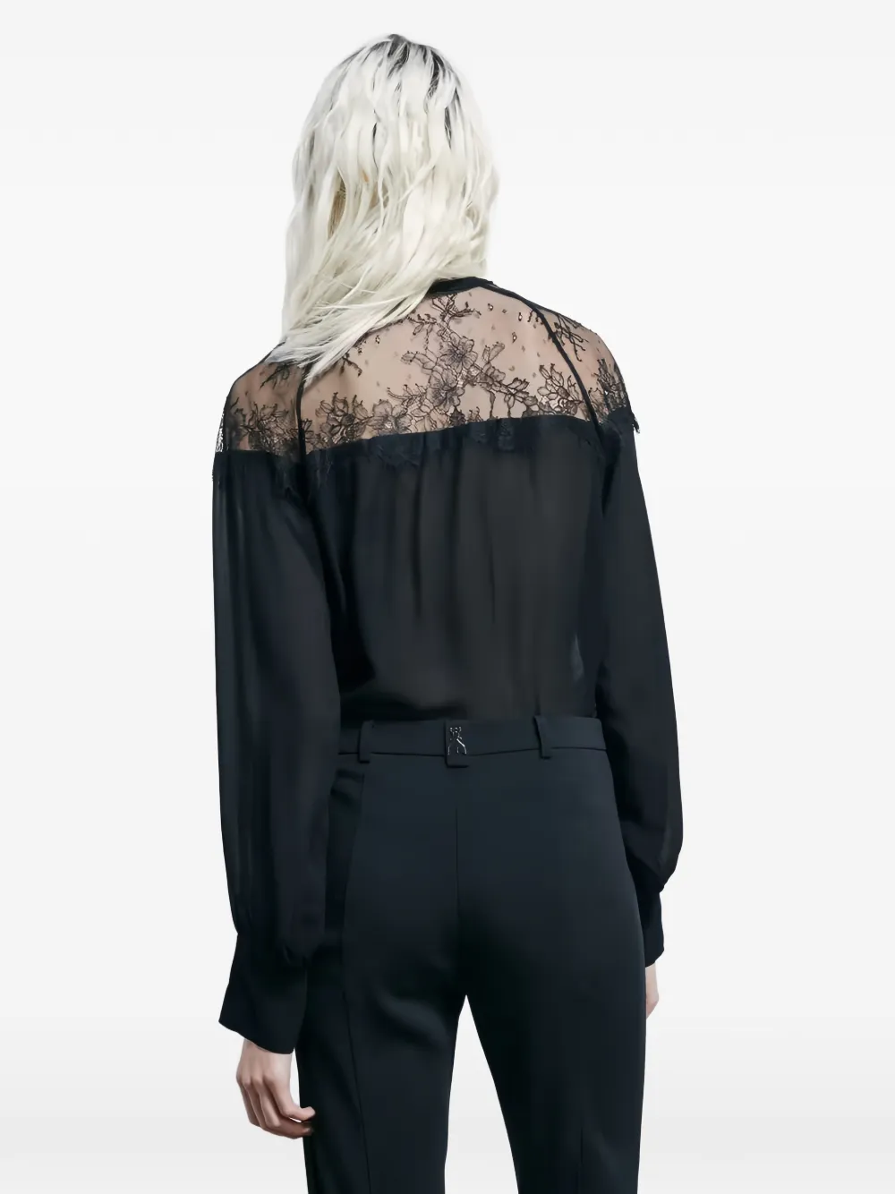 Patrizia Pepe Shirt met kanten detail Zwart