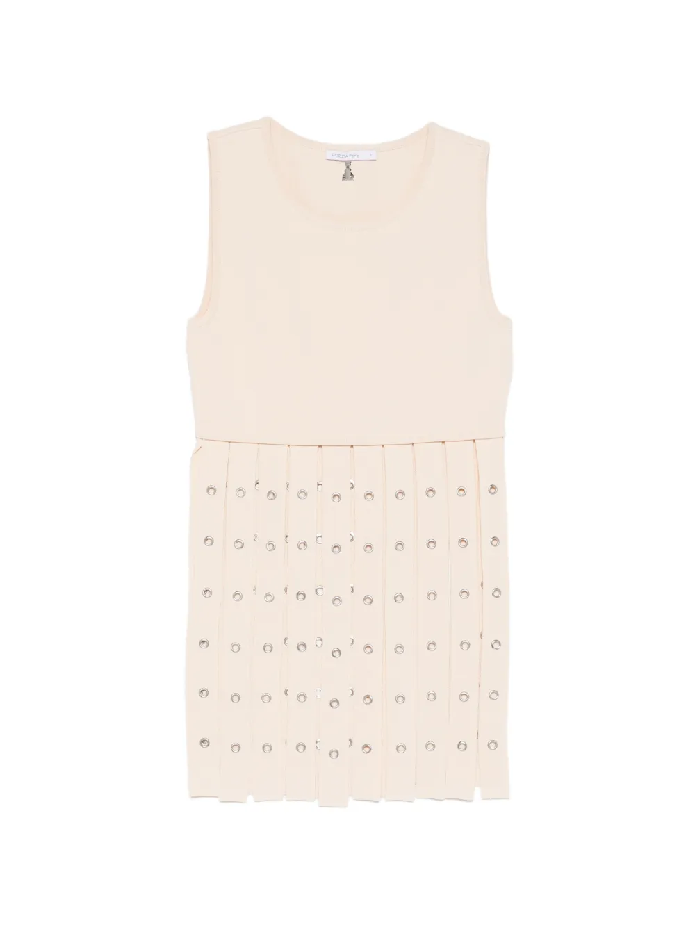 Patrizia Pepe crew neck fringed-detail vest - Nude