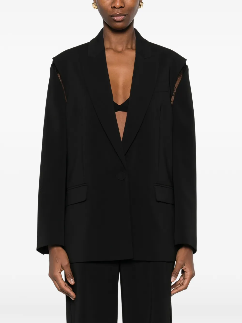  Patrizia Pepe Oversized Crepe Blazer - Black 