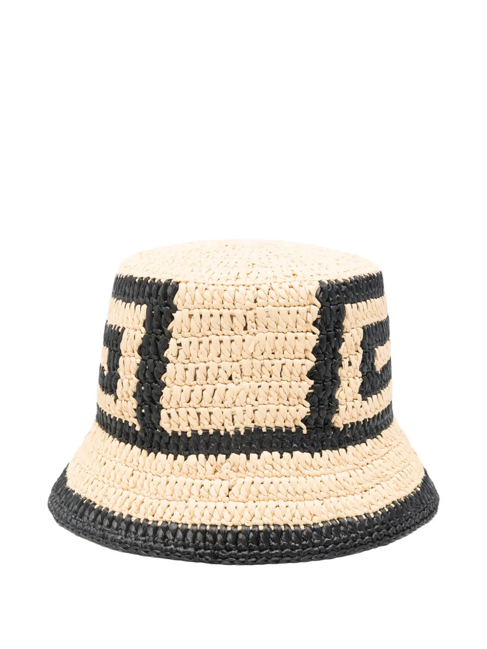  Patrizia Pepe Geometric Raffia Bucket Hat - Neutrals 