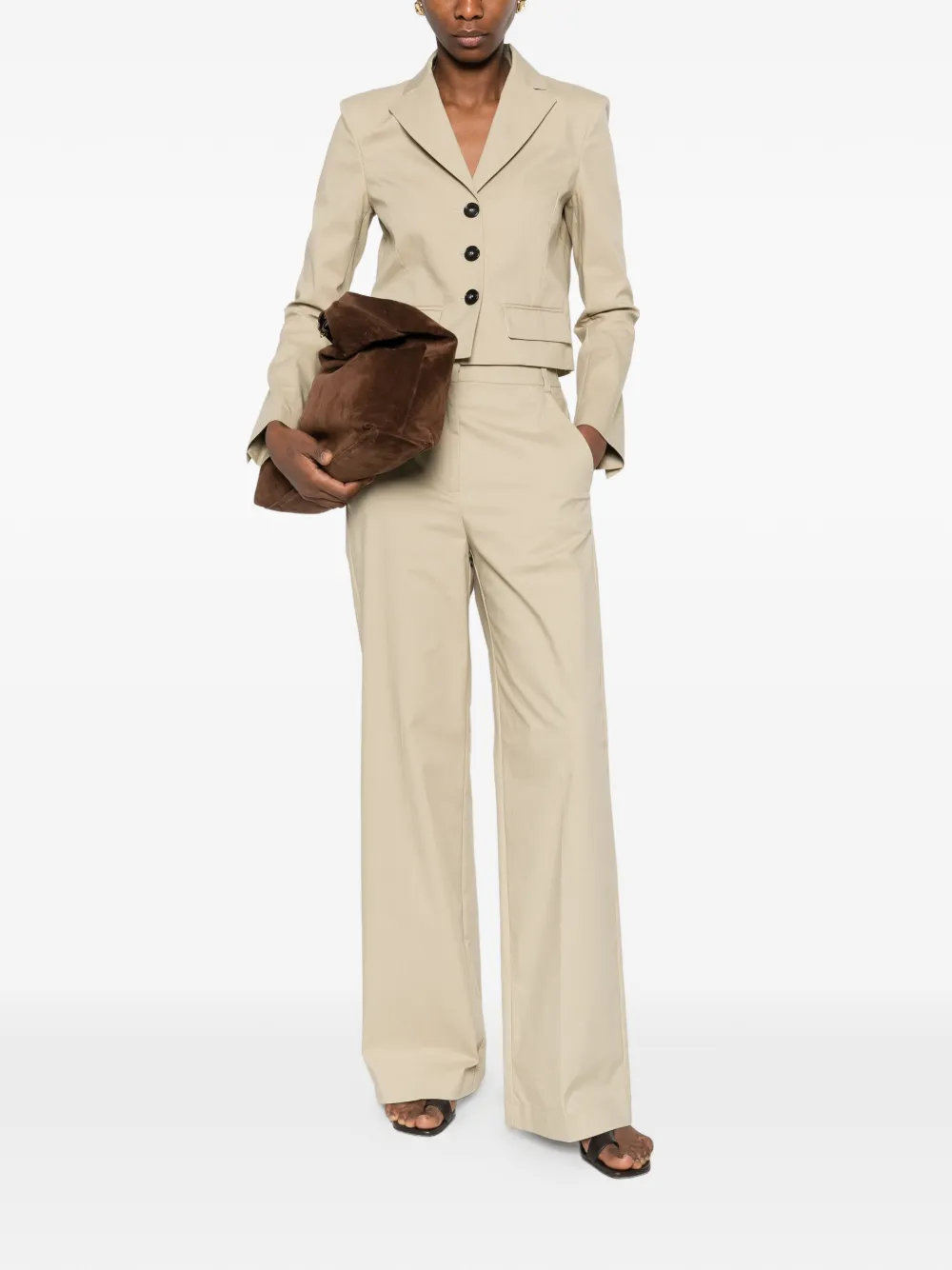  Patrizia Pepe Cropped Buttoned Blazer - Neutrals 