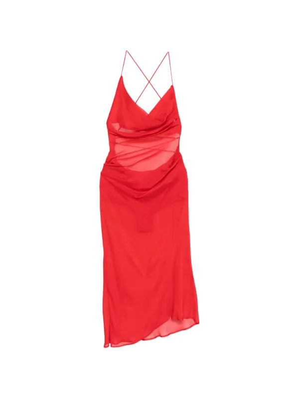 patrizia pepe red dress Patrizia Pepe Asymmetric silk chiffon dress with draping Real Red (red) Woman Size 40