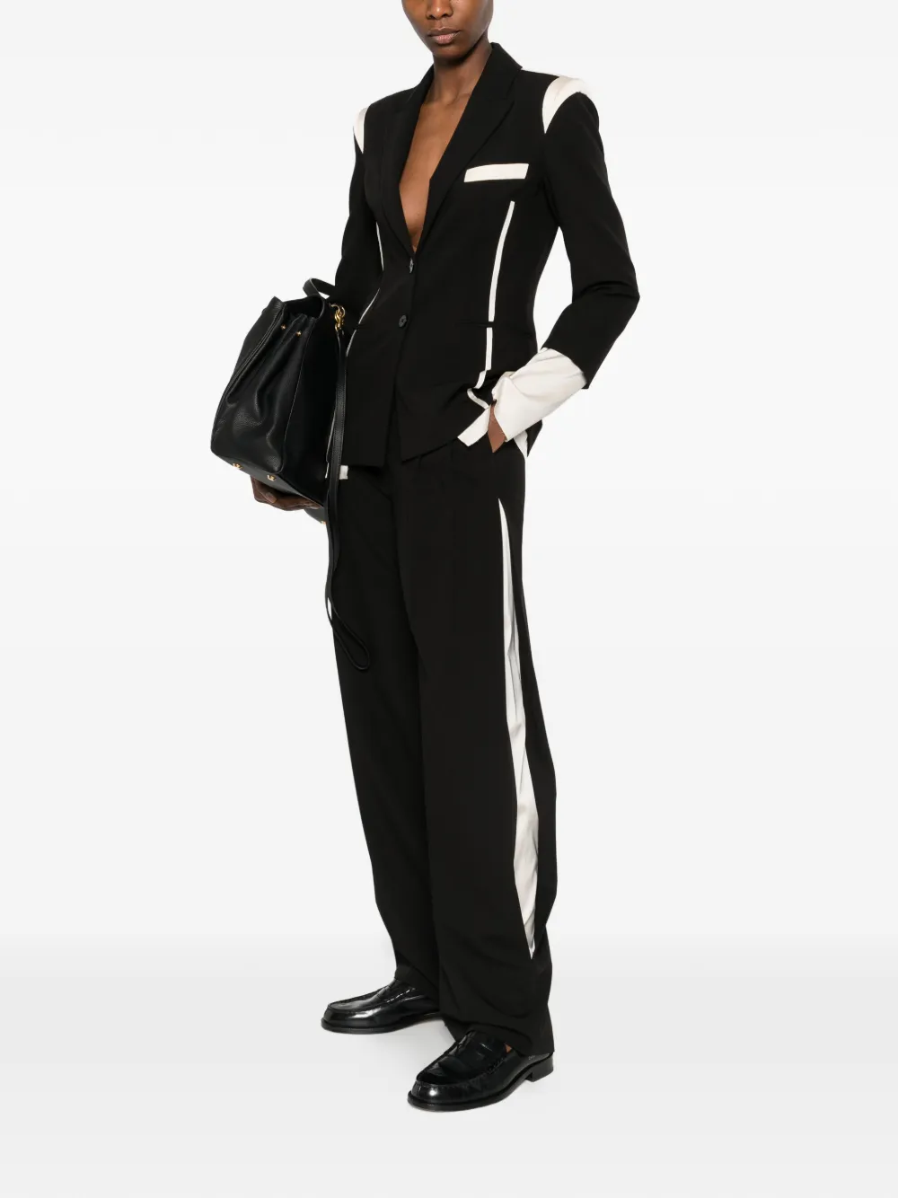 Patrizia Pepe Blazer met colourblocking Zwart