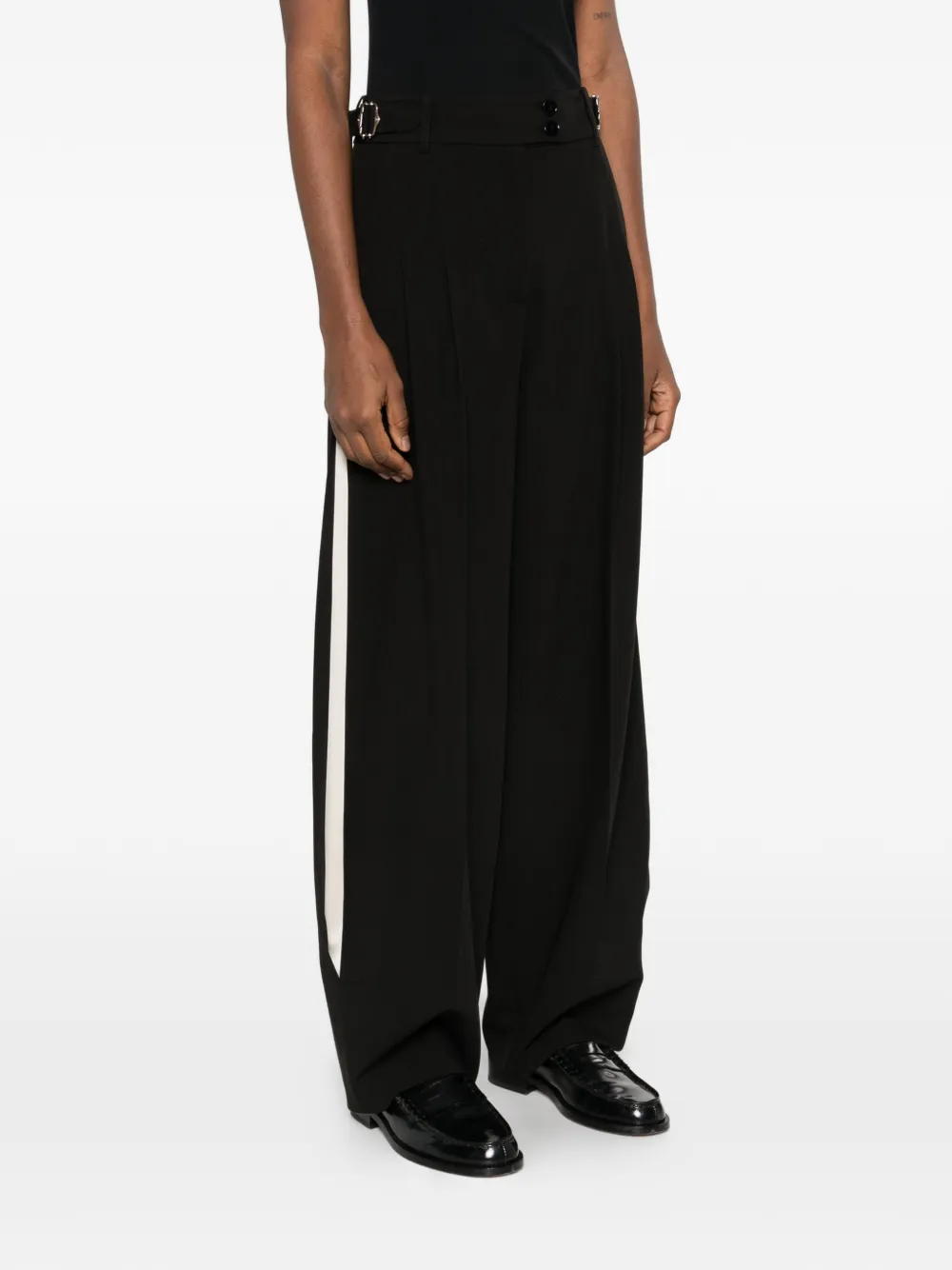  Patrizia Pepe Strap Wide Trousers - Black 