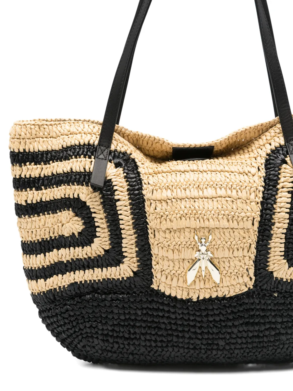  Patrizia Pepe Geometric-pattern Raffia Beach Bag - Yellow 