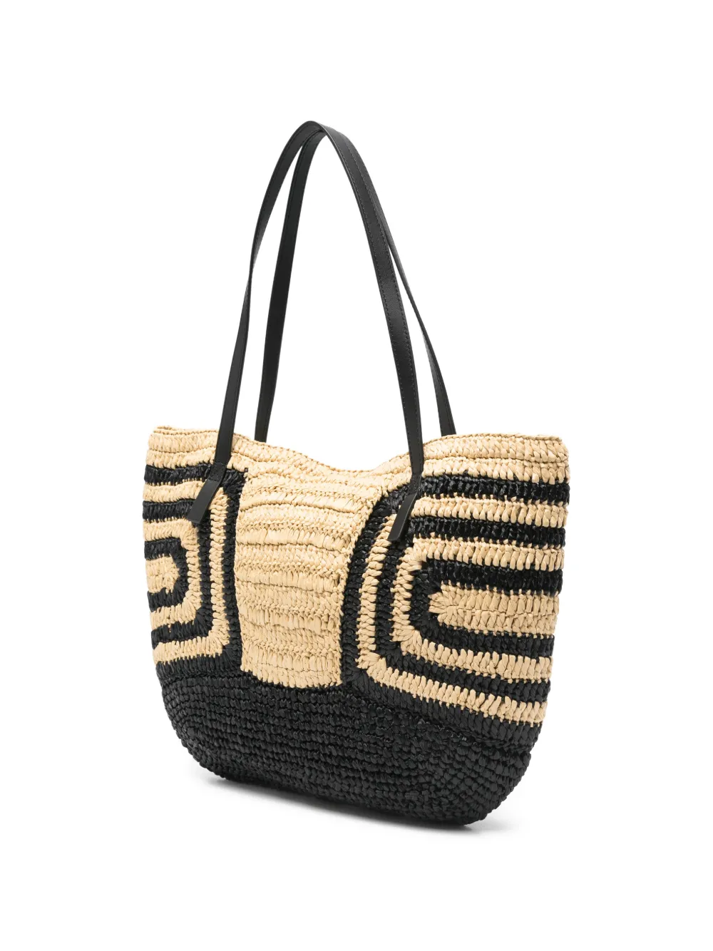  Patrizia Pepe Geometric-pattern Raffia Beach Bag - Yellow 