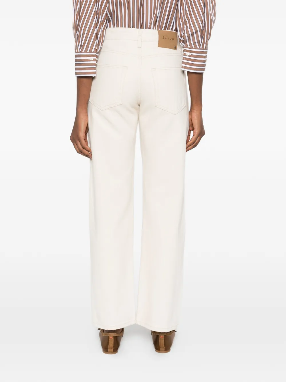 Patrizia Pepe Straight jeans met logoknoop Beige